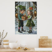 Poster Échange de cadeaux Christmas Elves - Vacances Wood (Cuisine)