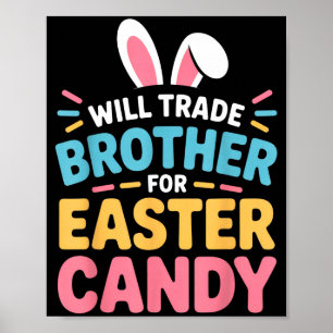 Poster Échangerai frère contre bonbons de Pâques Enfants