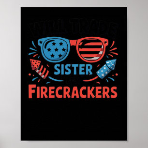 Poster Échangerai Sœur Contre Feux d'Artifice Drôle 4 Jui