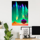 Poster Échapper à la ville martienne, science-fiction et (Bureau à domicile)