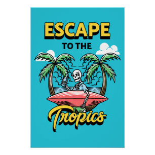 Poster Échapper au Surf squelette des Tropiques