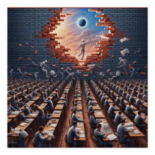 Poster Échapper de la matrice : salle d'examen surréalist