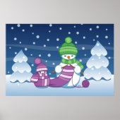Poster Écharpe Tricot Snowman (Devant)