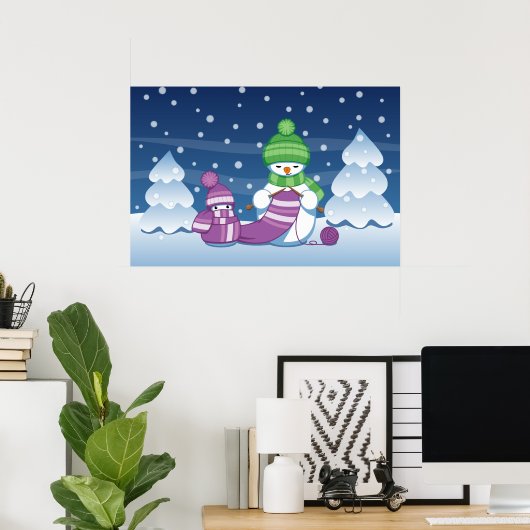 Poster Écharpe Tricot Snowman (Bureau à domicile)