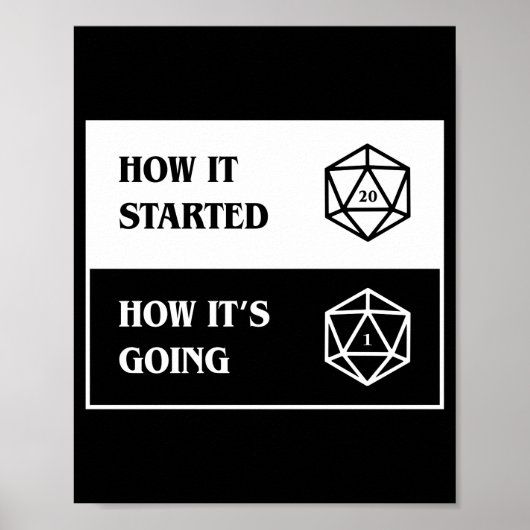 Poster Échec critique D20 Dice Comment ça devient amusant (Devant)