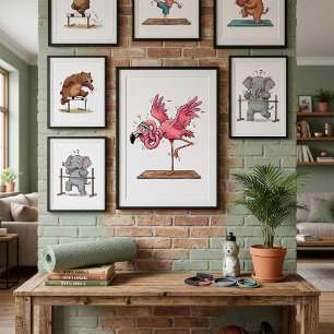 Poster Échec de la séance de yoga flamant rose drôle