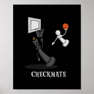Poster Échec drôle du roi de l'échiquier de jeu de squele