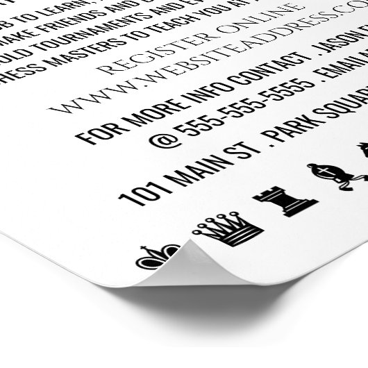 Poster Échecs, Club d'échecs Publicité (Coin)