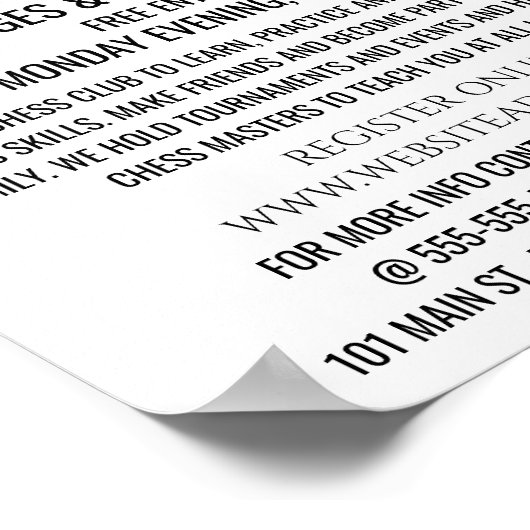 Poster Échecs, Club d'échecs Publicité (Coin)