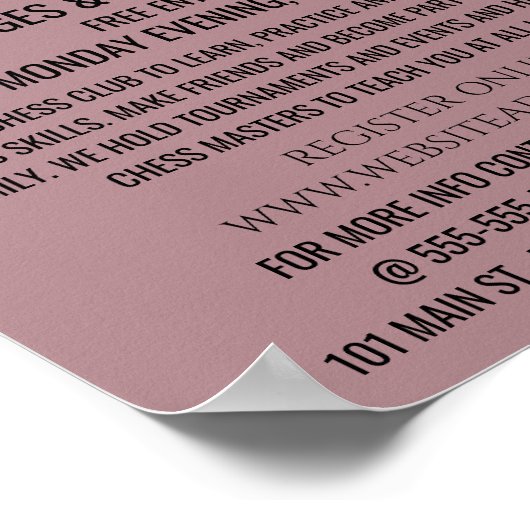 Poster Échecs, Club d'échecs Publicité (Coin)