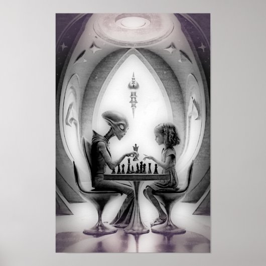 Poster Échecs intergalactiques : Alien contre fille (Devant)