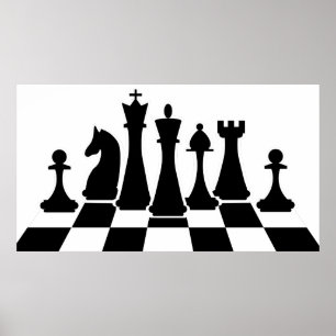 Poster Échecs noirs sur l'échiquier