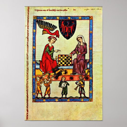 Poster Échecs, Par Meister Der Manessischen Liederhandsch (Devant)