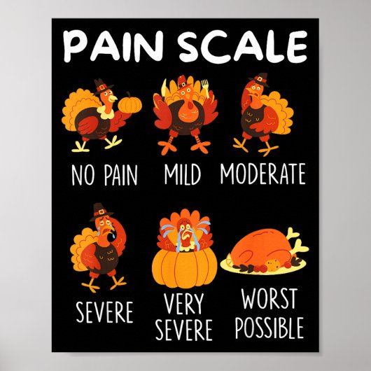 Poster Échelle de douleur drôle de dinde Thanksgiving Cna (Devant)
