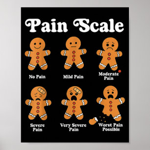 Poster Échelle de douleur drôle pain d'épice Noël infirmi