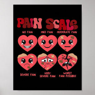 Poster Échelle de douleur drôle Saint-Valentin infirmière