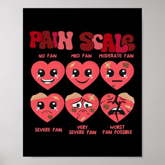 Poster Échelle de douleur drôle Saint-Valentin infirmière (Devant)