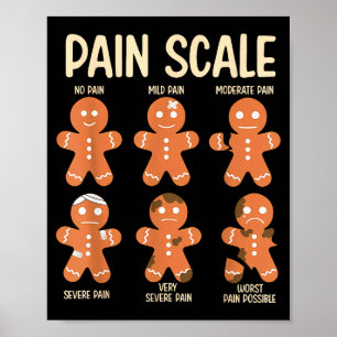 Poster Échelle de douleur homme en pain d'épice drôle Noë