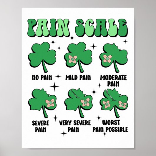 Poster Échelle de douleur infirmière médecin St Patricks  (Devant)