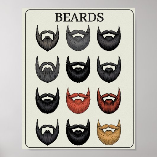 Poster Échelle d'évaluation de la barbe | Drôle d'art mur (Devant)