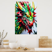 Poster Échelle rouge, verte et jaune (Cuisine)