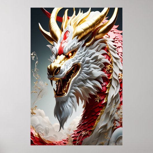 Poster Échelles rouge blanc et or (Devant)