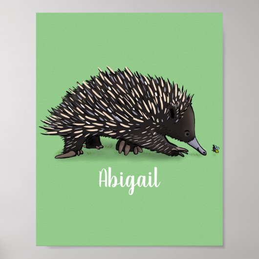 Poster Echidna mignonne avec dessin animé d'abeille (Devant)
