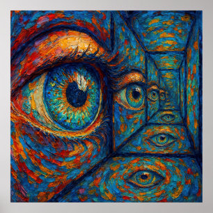 Poster "Echoes in the Iris" - Un portrait surréaliste