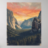 Poster Échos de pierre – Yosemite National Park rétro (Devant)
