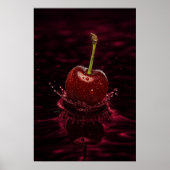 Poster Éclaboussure de cerise rouge foncé dans une impres (Devant)