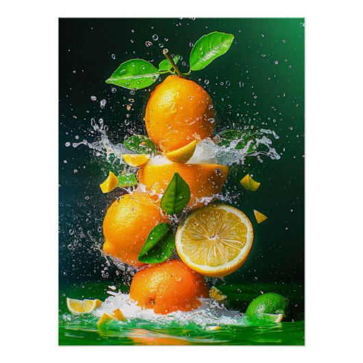 Poster Éclaboussure de citron (Devant)