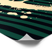 Poster Éclaboussure de peinture sur fond ondulé vert et n (Coin)