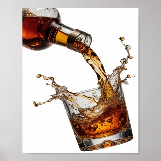 Poster Éclaboussure de whisky argentée élégante (Devant)