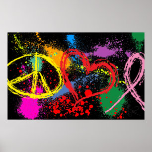 Poster Éclaboussure "énorme" de peinture d'espoir d'amour