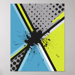 Poster Éclaboussure géométrique avec points en demi-teint