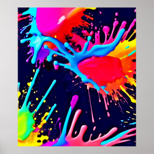 Poster Éclaboussures Électriques de Couleurs Vives