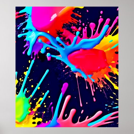 Poster Éclaboussures Électriques de Couleurs Vives (Devant)