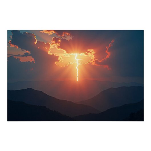 Poster Éclair au crépuscule (Devant)