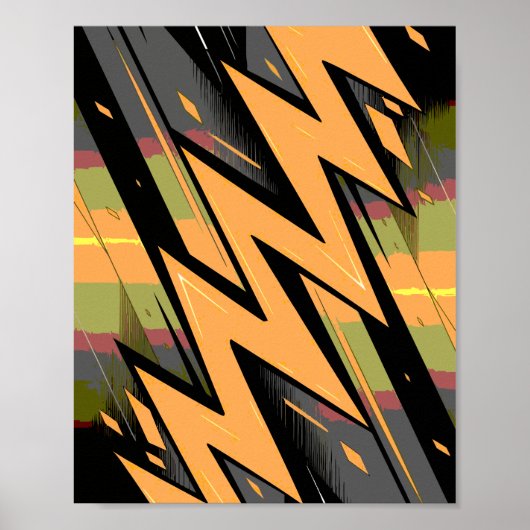 Poster Éclair dynamique sur Arrière - plan foncé (Devant)