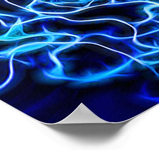 Poster Éclair électrique néon bleu Tesla Coil (Coin)