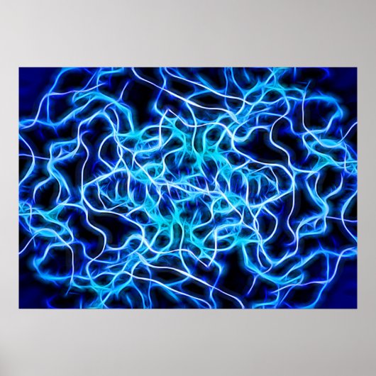 Poster Éclair électrique néon bleu Tesla Coil (Devant)