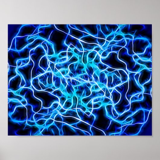Poster Éclair électrique néon bleu Tesla Coil (Devant)