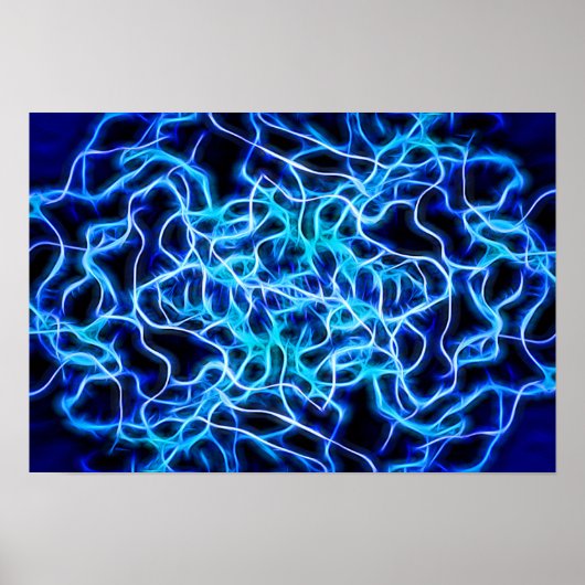 Poster Éclair électrique néon bleu Tesla Coil (Devant)
