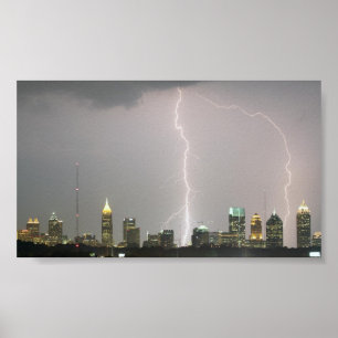 Poster Éclair frappant les gratte-ciel d'Atlanta