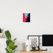 Poster Éclair rouge entre les zones bleu clair et foncé (Bureau à domicile)