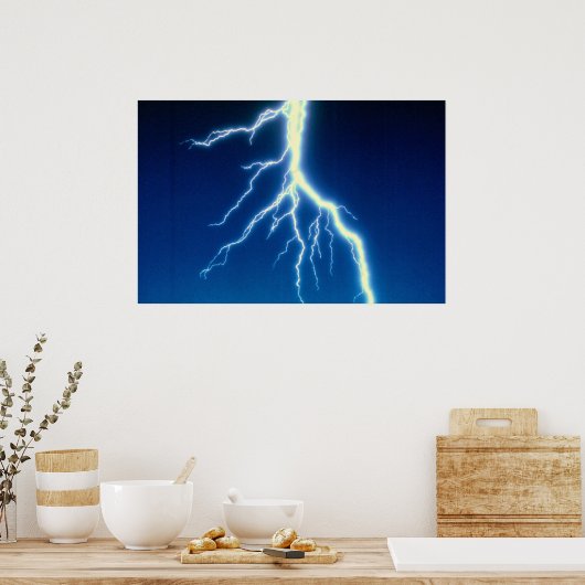 Poster Éclair sur l'arrière - plan bleu (Cuisine)