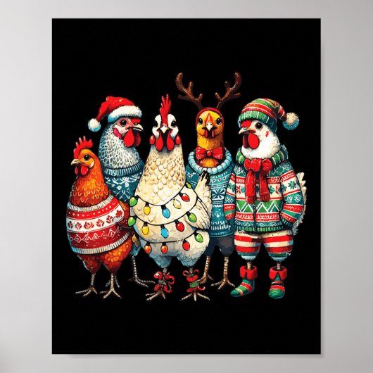 Poster Éclairage Casquette de poulets de Noël Festif Ferm (Devant)
