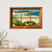 Poster Eclairage de la fenêtre en bois de 6 Volets de la  (Cuisine)