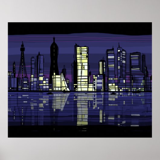 Poster Éclairage de la ville (Devant)