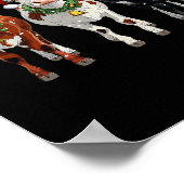 Poster Éclairage de Noël de l'éleveur de vache Santa Hat  (Coin)